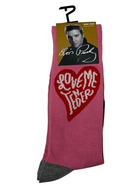 Elvis Crew Socks Pink Gray Rock Style Unisex 7-12 Novelty NWT Retro